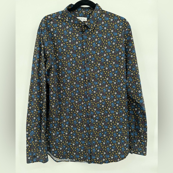 The Rail Men’s Button Up Abstract‎ The Evil Eye Black Shirt Size Large EUC Black - Picture 1 of 7